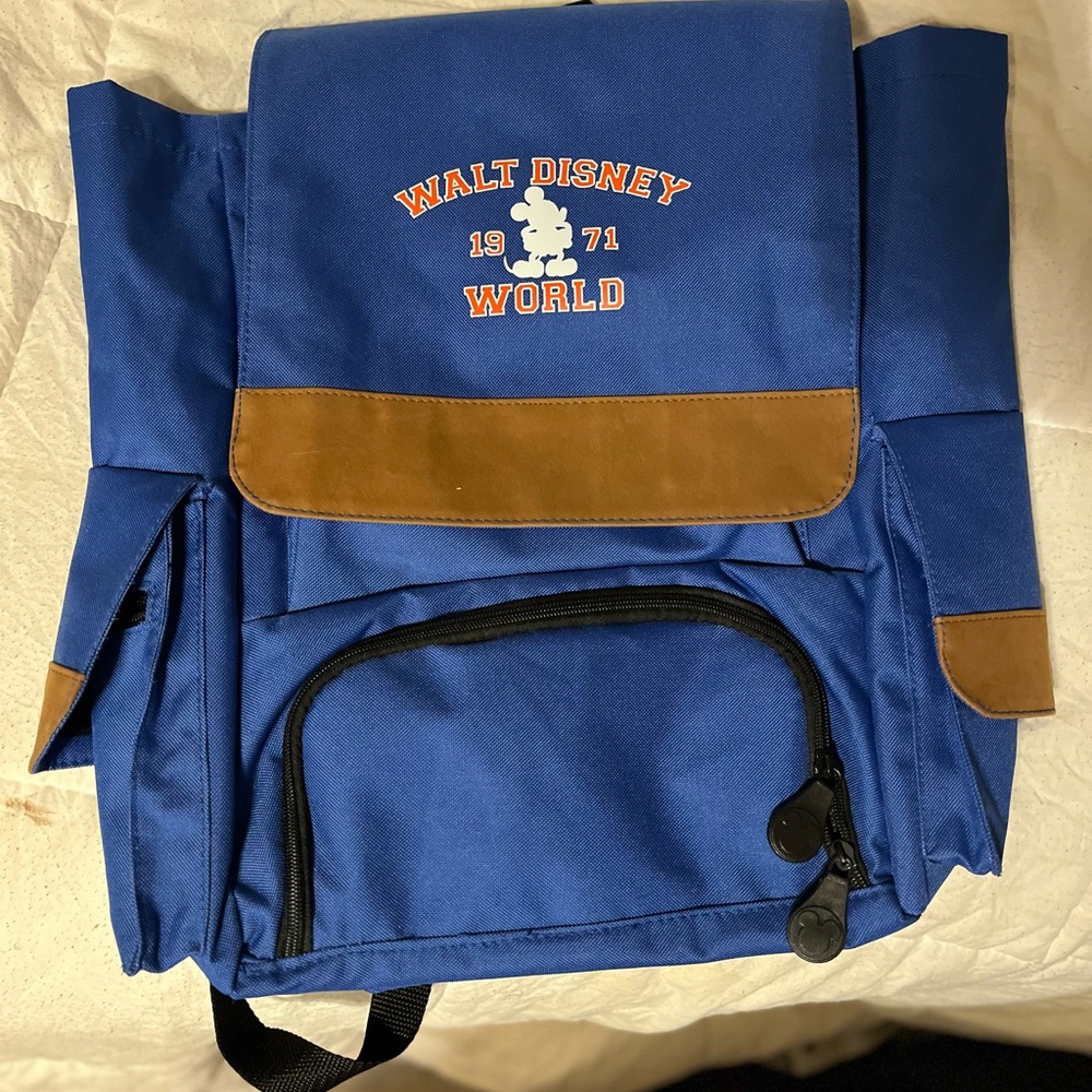 Official Walt Disney World Backpack Mickey Mouse 1971 Blue Drawstring Bag